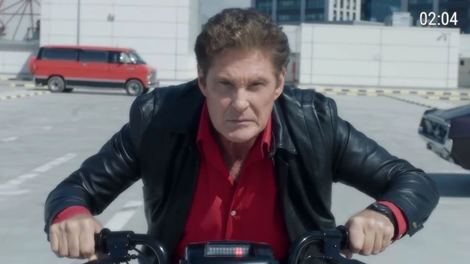 David Hasselhoff as "Moped Rider" for Mobile.de